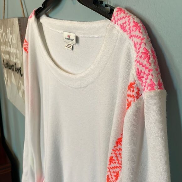 Vineyard Vines Women's Sweater Swimsuit Cover Up White Pink Size Medium - 💕🌻💕 - Picture 3 of 10